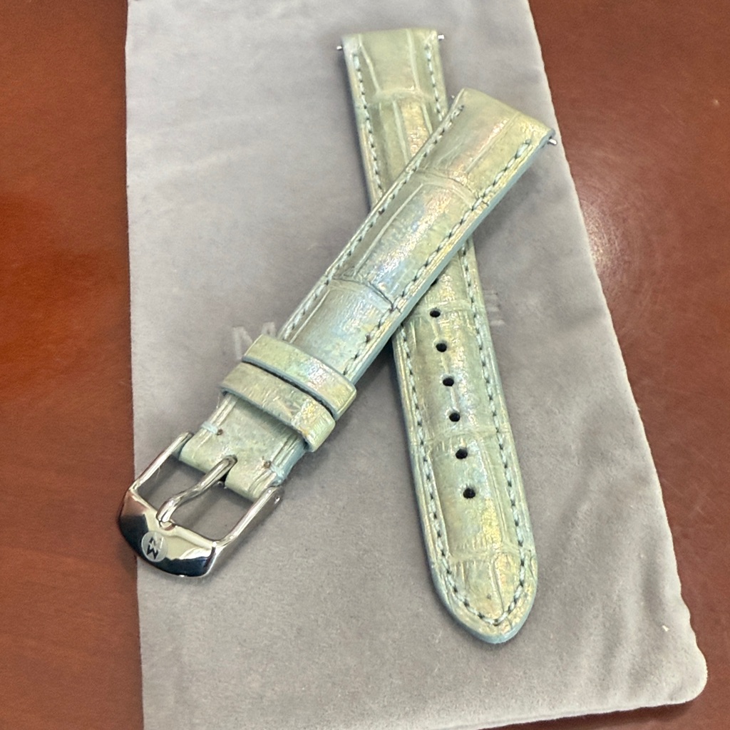 Iridescent Light Green CrocEmbossed Leather Watch Strap Iridescent Light Green CrocEmbossed Leather Watch Strap